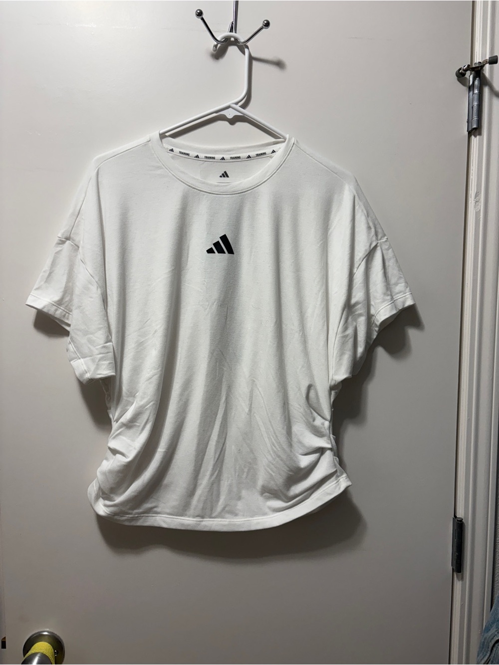 adidas White Short-Sleeve Performance Tee with Black Logo